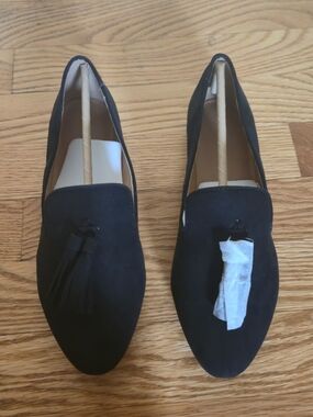 J CREW Black Microsuede Smoking Tassel Loafers Women’s Size 6 New In Box